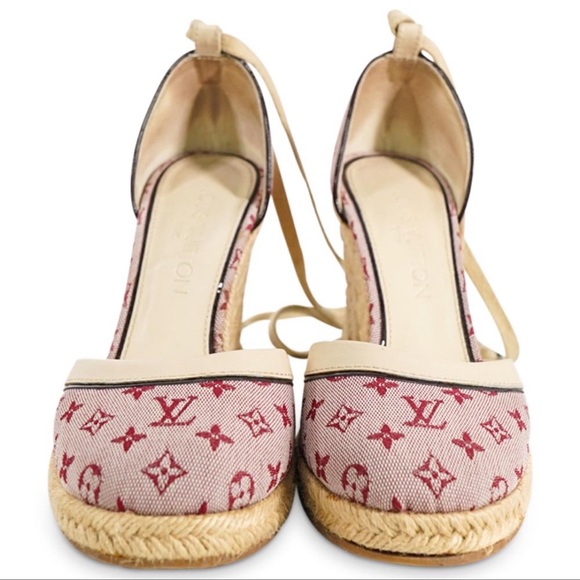 Louis Vuitton Shoes - Louis Vuitton Monogram Canvas and Leather Starboard Espadrille Wedges